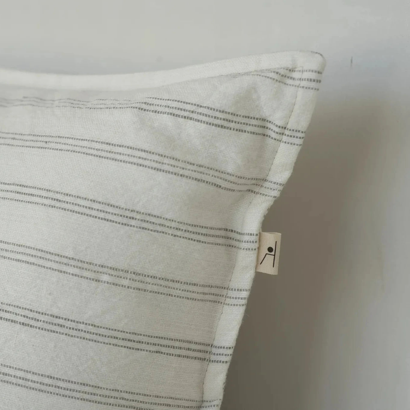 Meraki cushion cover grey stripe detail natural textile