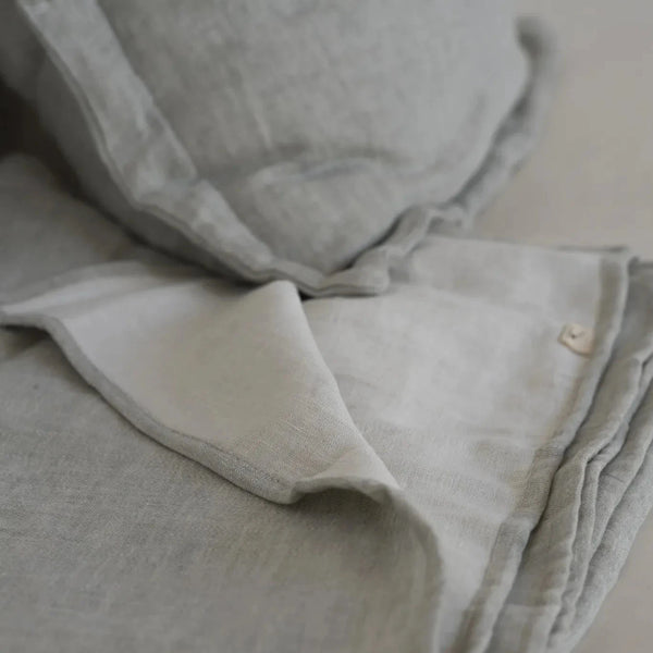 Marlene sage grey linen cushion cover ambient light