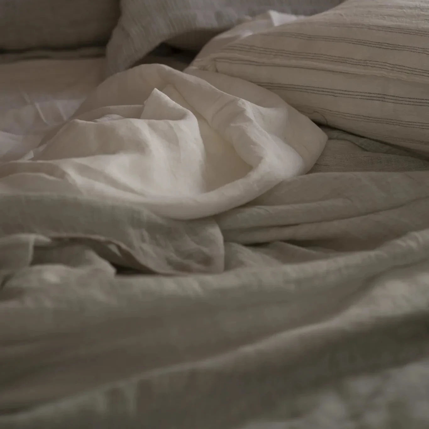 Linas reversible throw sage grey side linen textile