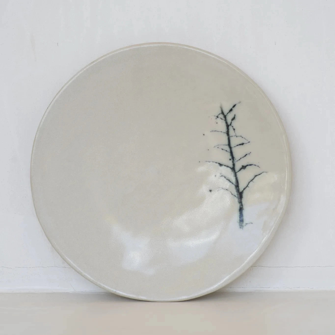 XIII unique oxide motif plate hand-thrown stoneware