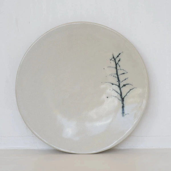 XIII unique oxide motif plate hand-thrown stoneware