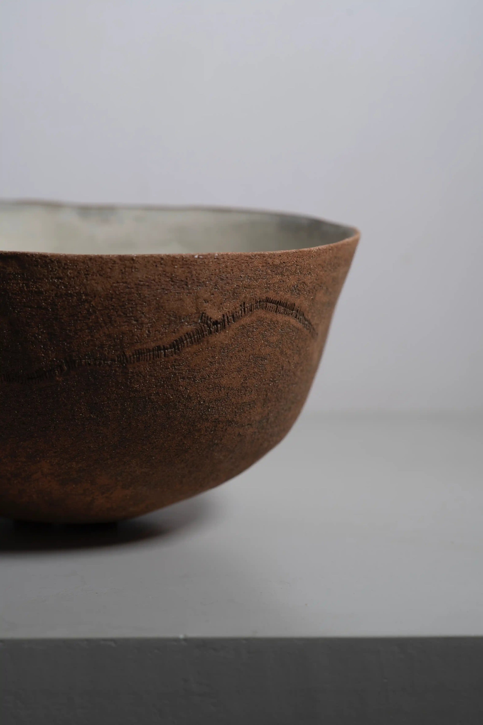 japanese ceramic brown bowl side
