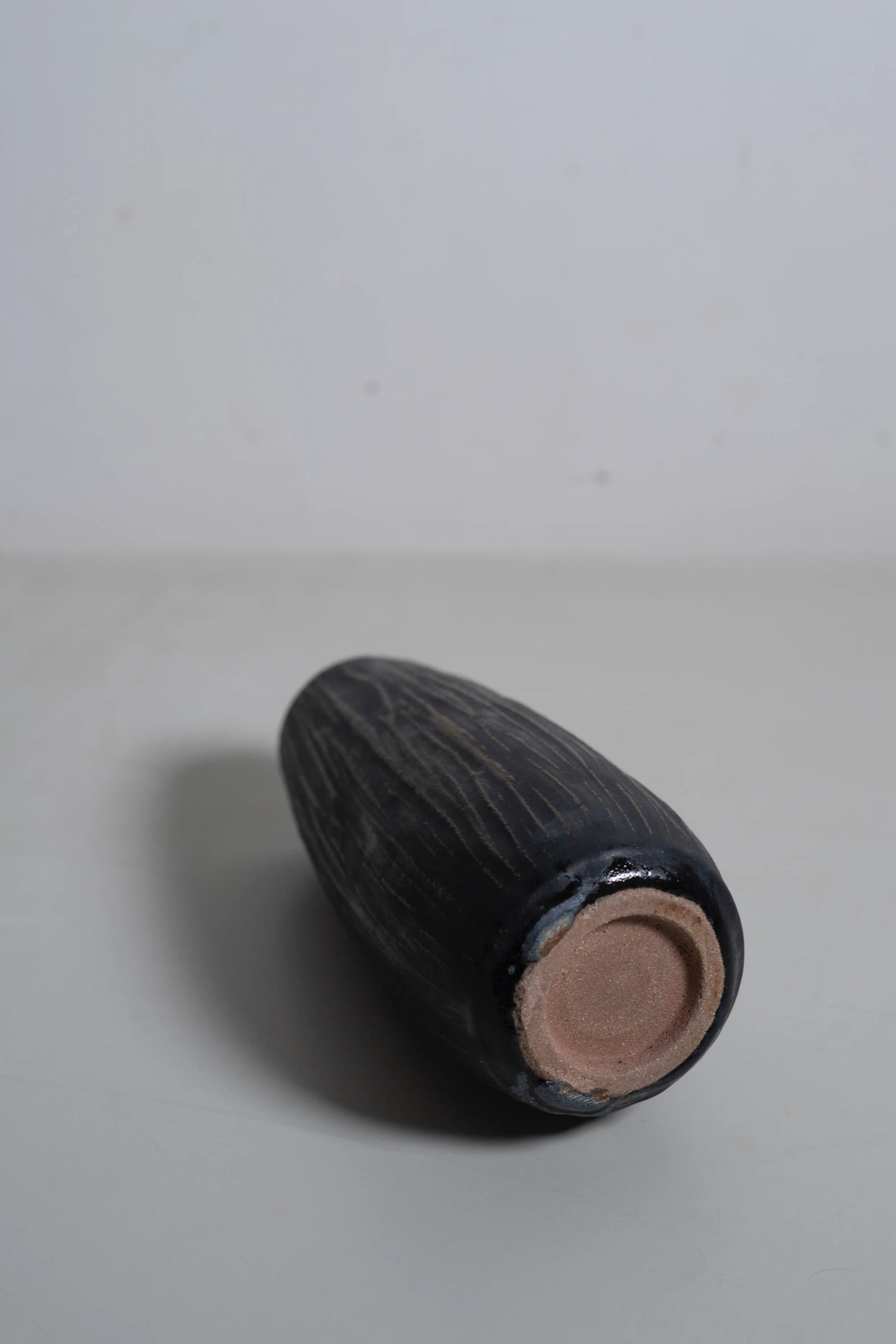 Japanese ceramic flower vase black bottom