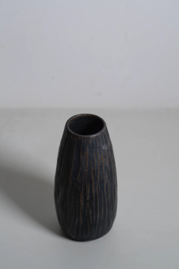 Japanese ceramic flower vase black top