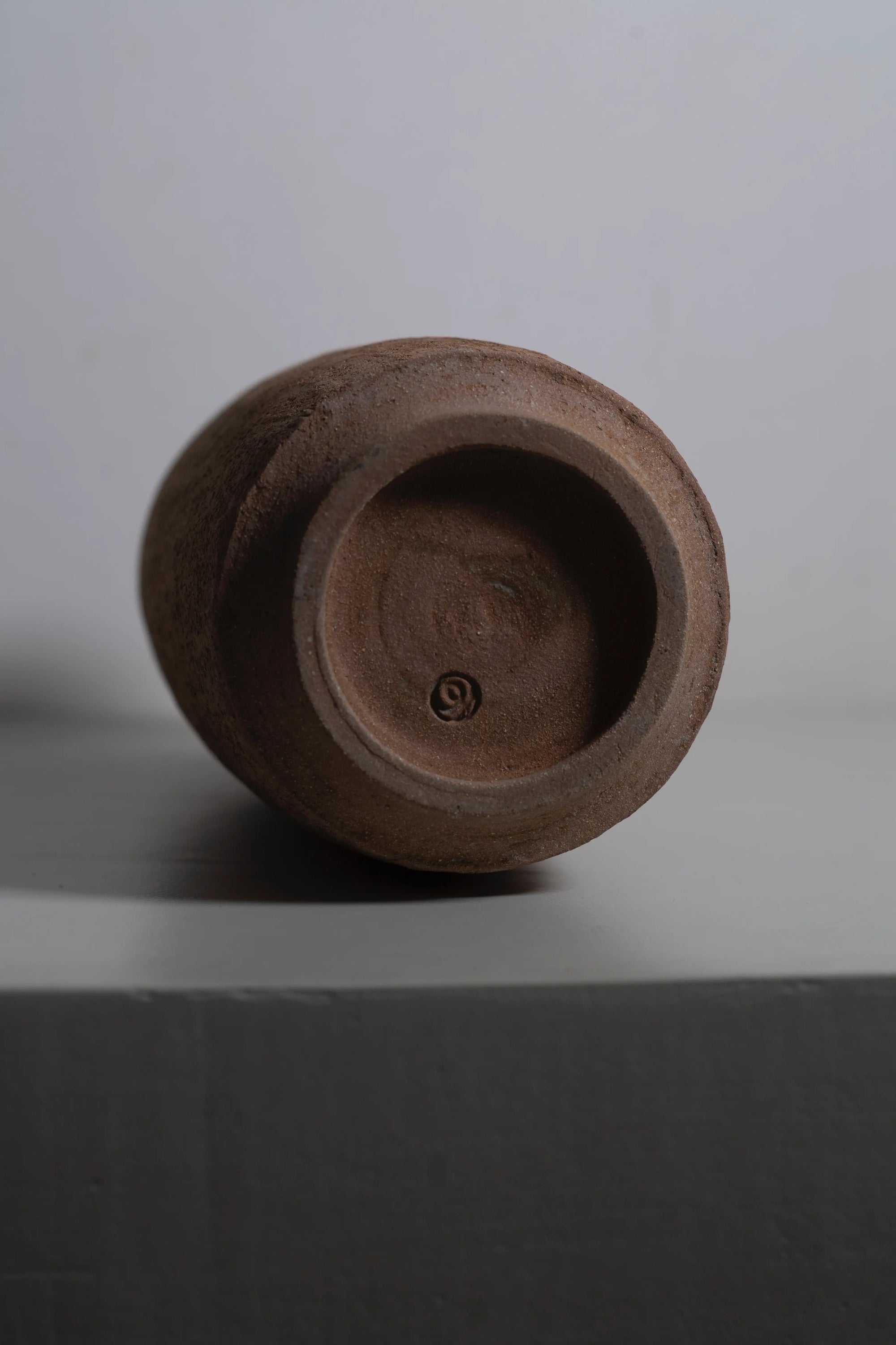 Japanese ceramic vase brown botton