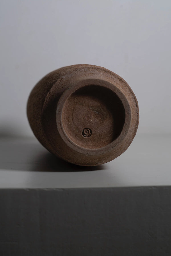 Japanese ceramic vase brown botton