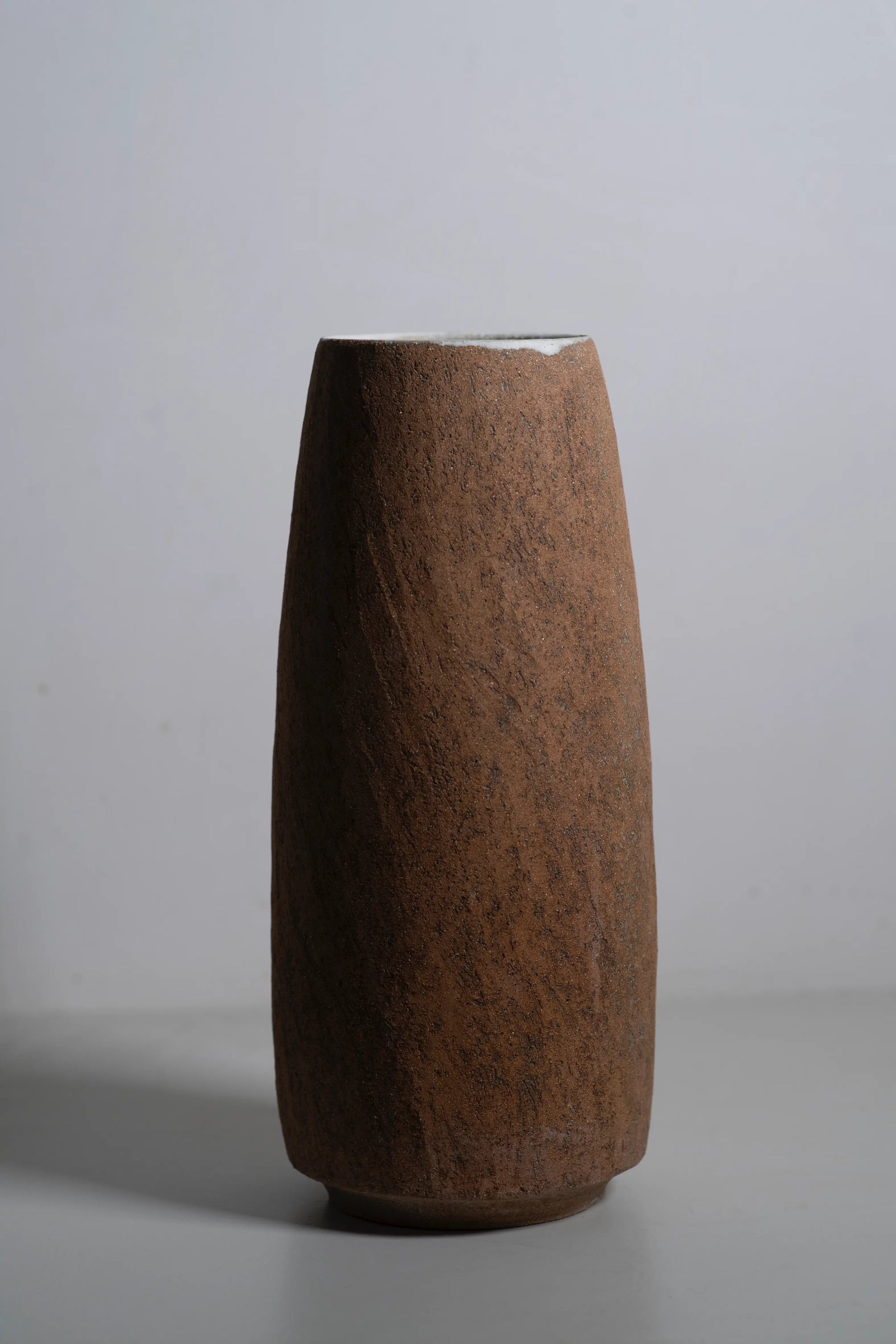 Japanese ceramic vase brown front