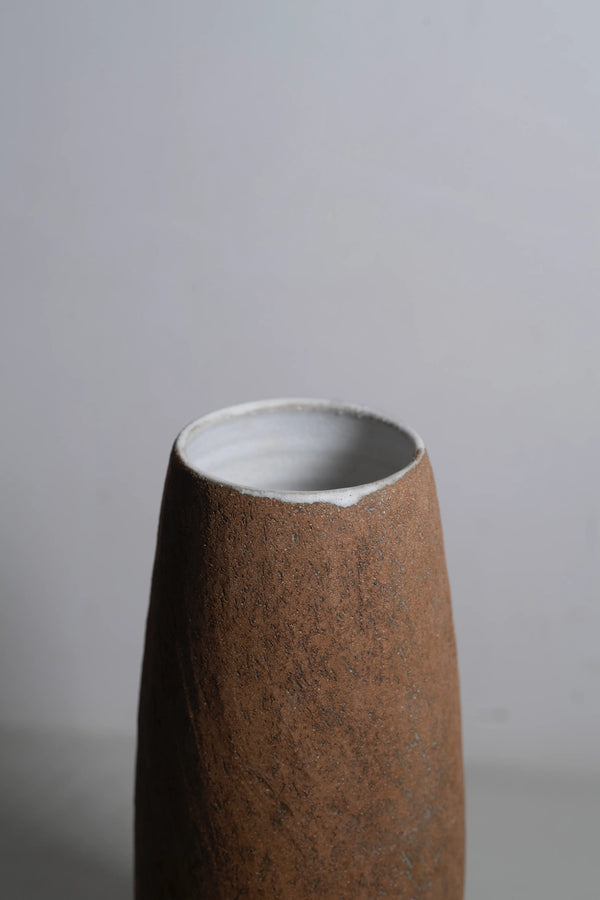 Japanese ceramic vase brown top